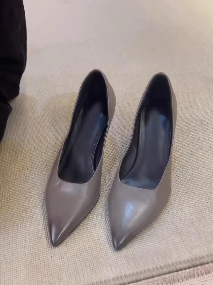 Phiên bản da cừu ~ Giày cao gót mũi nhọn kiểu dáng cổ điển, da thật cao cấp, tối giản và sang trọng, đa năng dành cho nữ