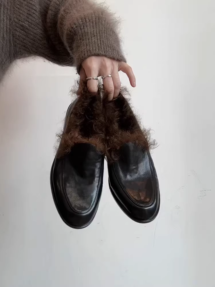 Phiên bản da cừu ~ Giày lười da thật kiểu cổ điển dành cho nữ, giày đi làm tối giản có gót thấp thời trang với vẻ ngoài sành điệu và thanh lịch.