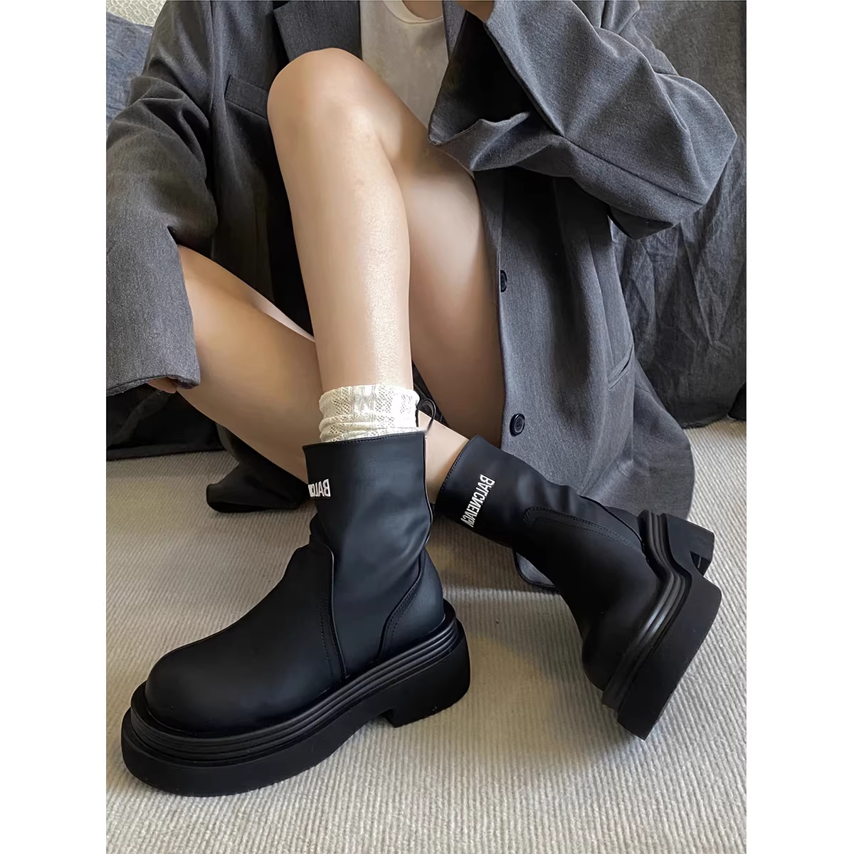 Phiên bản da bò ~ Giày bốt Martin da thật tôn dáng dành cho nữ, bốt ống khói kiểu Anh đế dày, bốt ngắn tăng chiều cao dành cho người nhỏ nhắn.