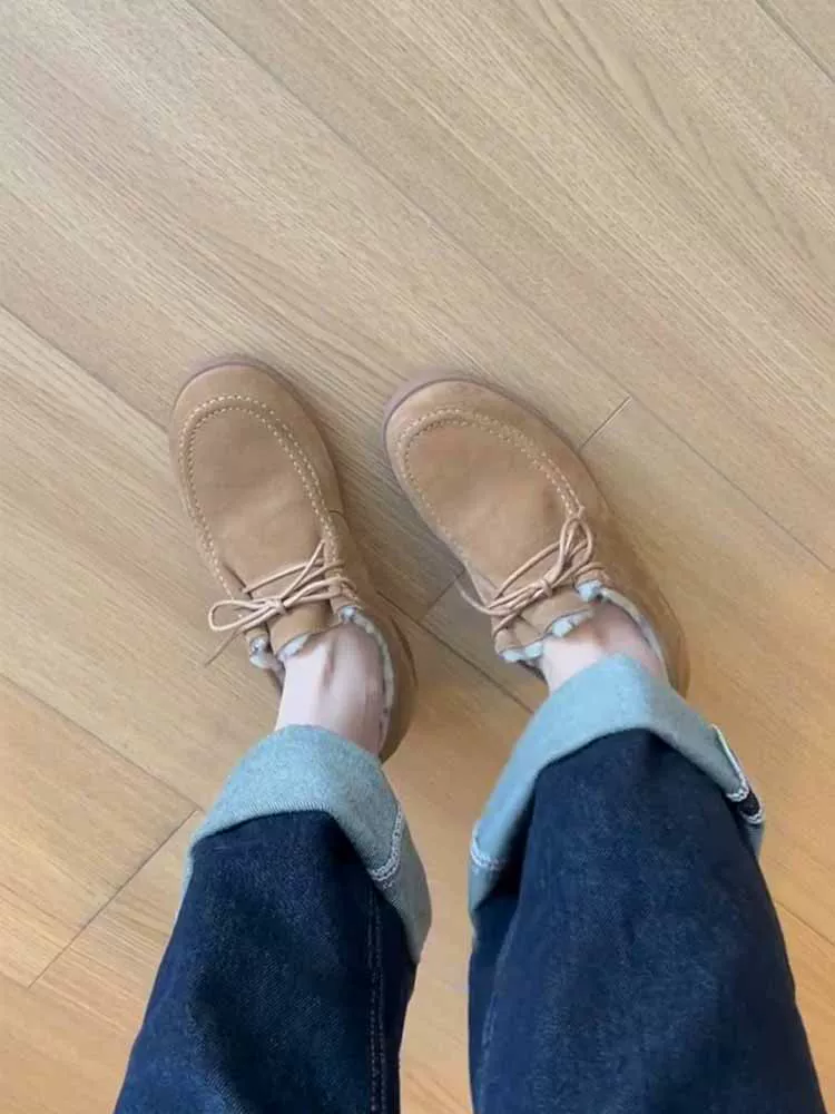 Phiên bản da bò ~ Giày Birkenstock da thật cá nhân hóa dành cho nữ, phong cách cổ điển, lót lông cừu, ấm áp, đế dày, giày lười buộc dây bằng da bò.