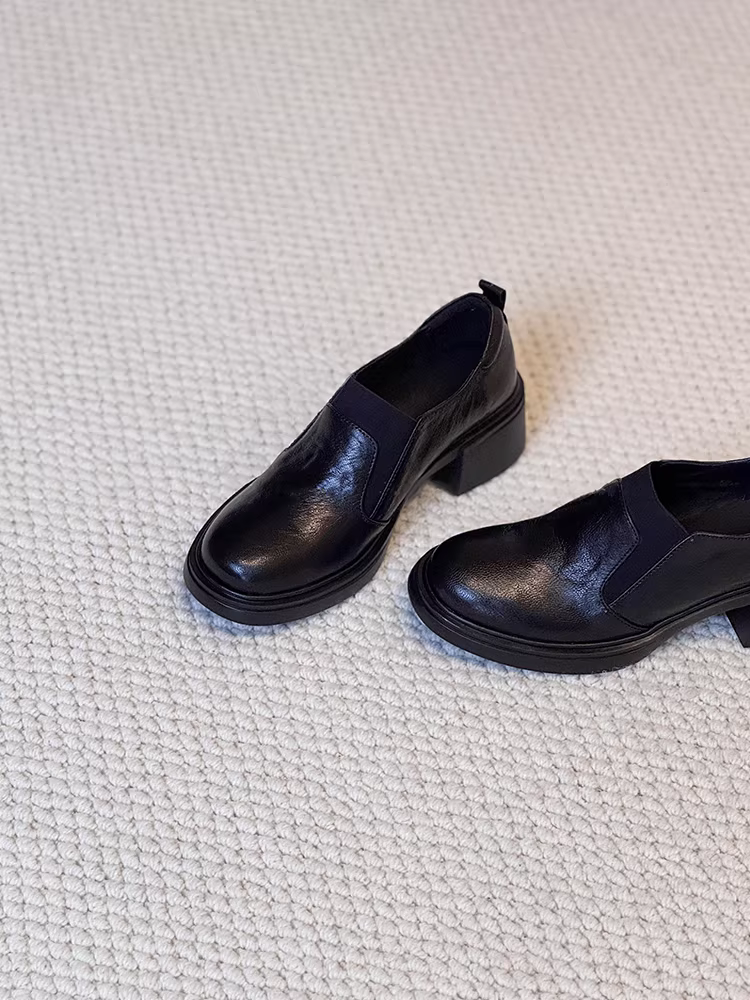 Phiên bản da cừu ~ Giày lười kiểu cổ điển bằng da thật đa năng dành cho nữ, giày lười đi làm và đi học đế dày.