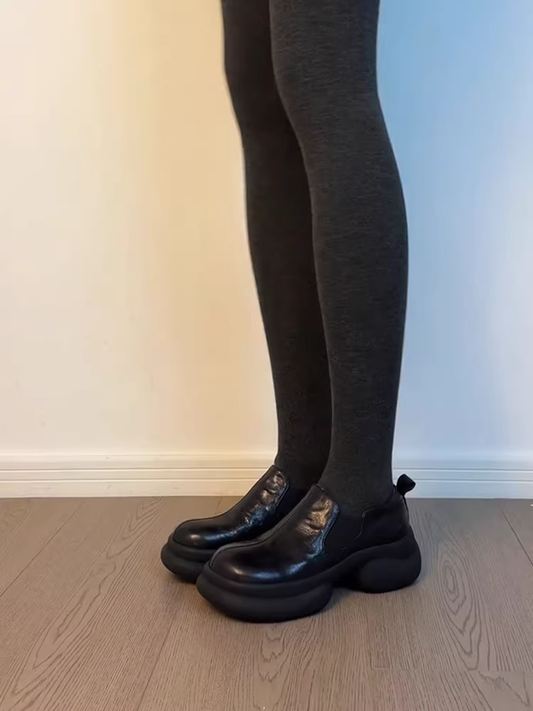 Phiên bản da cừu ~ Giày lười da ngắn đa năng dành cho nữ, kiểu lười, đơn giản và sành điệu, giày da đế dày kiểu Anh