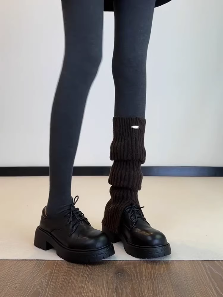 Phiên bản da cừu ~ Giày lười buộc dây bằng da thật phong cách Anh Quốc dành cho nữ, giày da đế dày đế dày mới thời trang đa năng