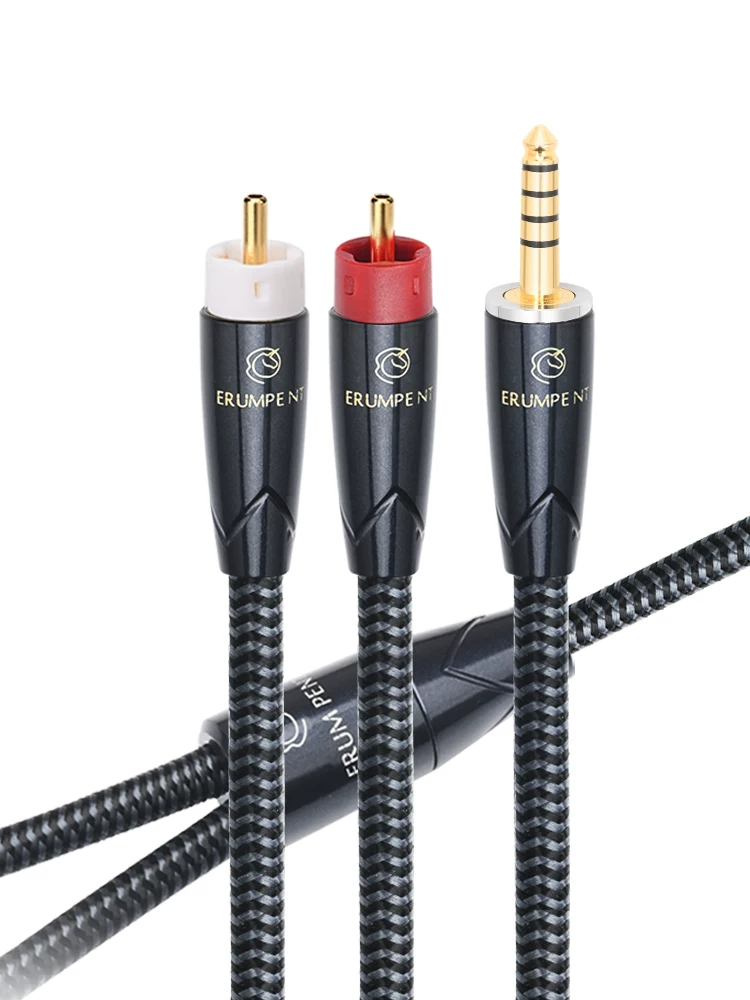 Cáp âm thanh đồng lõi vuông nhập khẩu 4.4 cân bằng sang cáp âm thanh RCA kép, bộ chia âm thanh cấp audiophile, cáp kết nối âm thanh bộ khuếch đại RCA