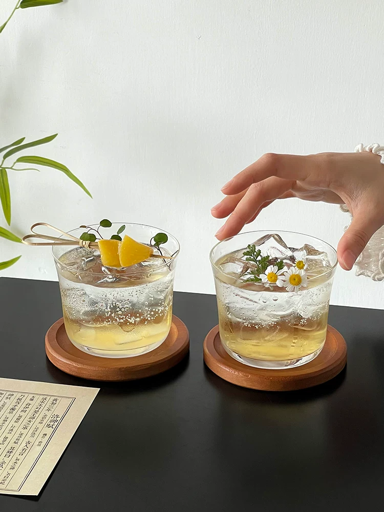 Cốc thủy tinh siêu mỏng kiểu Nhật kèm đế lót ly, cốc rượu whisky, cốc cổ điển, cốc cocktail sang trọng, cốc uống nước lạnh, cốc nước