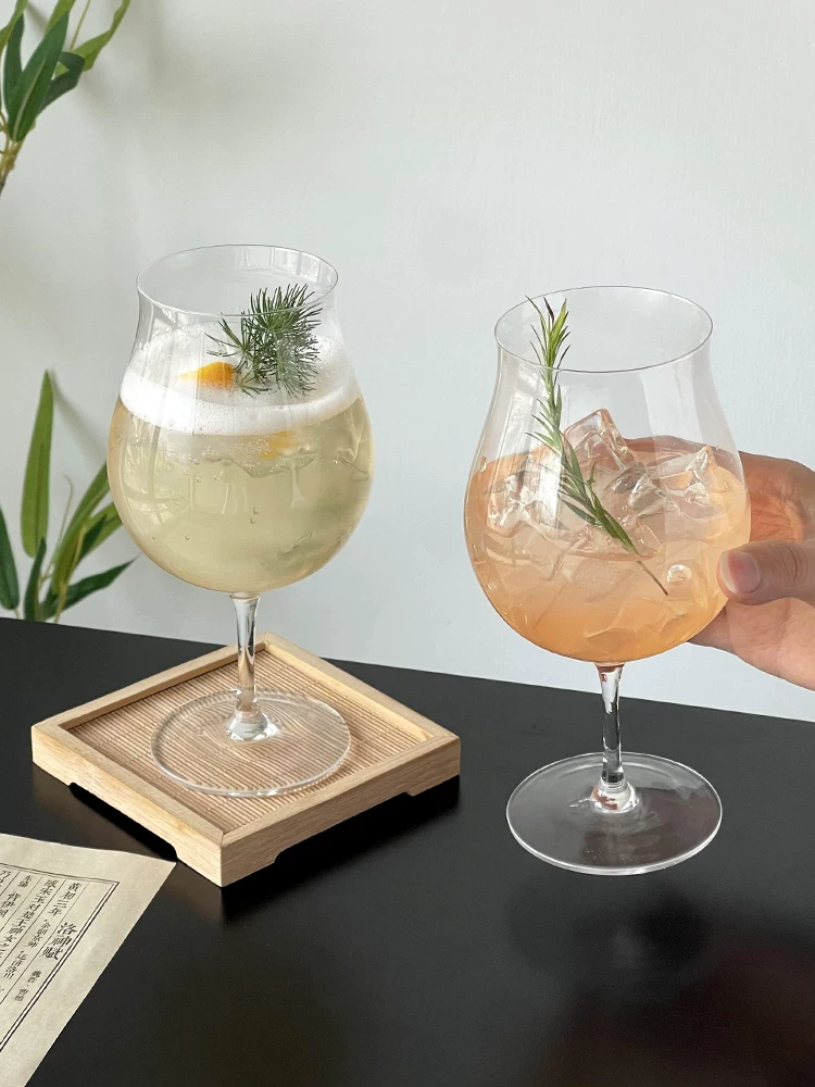 Ly cocktail thủy tinh pha lê siêu mỏng thủ công kiểu Nhật Kimura, kiểu dáng hoa tulip, thẩm mỹ cao, ly cocktail đặc biệt