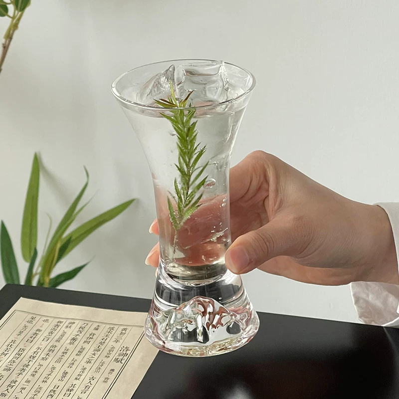 Ly thủy tinh kiểu Trung Quốc mới hình kèn, ly cocktail thẩm mỹ cao, ly pha trà và rượu đặc biệt, ly pha lạnh, ly nước.