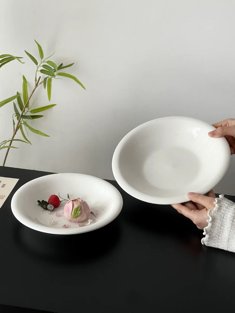 Đĩa sứ trắng sáng tạo độc đáo, có tính thẩm mỹ cao, dùng cho trà chiều, đĩa tráng miệng, đĩa bánh ngọt, đĩa đựng trái cây.