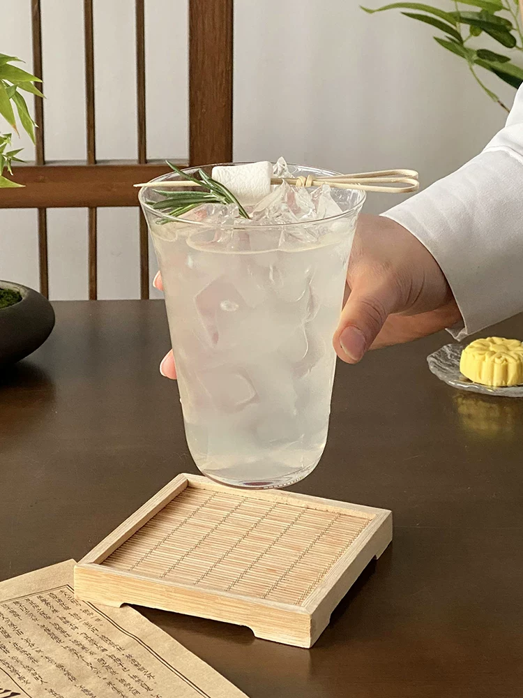 cốc thủy tinh miệng rộng kiểu ins, cốc cà phê miệng rộng trong suốt, cốc trà kung fu, cốc cocktail kiểu Trung Quốc, cốc đựng đồ uống, cốc trà