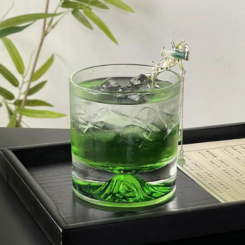 Cốc ngắm cảnh núi xanh kiểu Trung Quốc, cốc thủy tinh hình núi đơn giản, cốc nước trong suốt, cốc trà núi Phú Sĩ, cốc rượu whisky sáng tạo