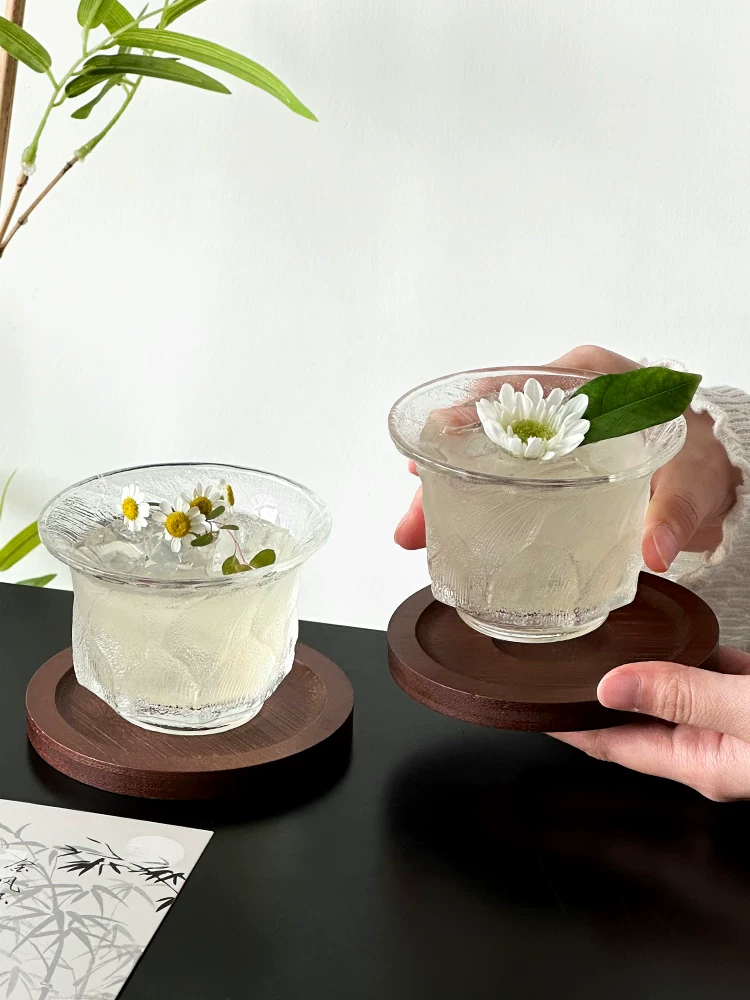Cốc trà đá kiểu Trung Quốc mới, cốc thủy tinh, cốc uống nước có giá trị thẩm mỹ cao, cốc pha lạnh tinh tế, cốc trà và rượu, cốc cà phê, cốc nước.