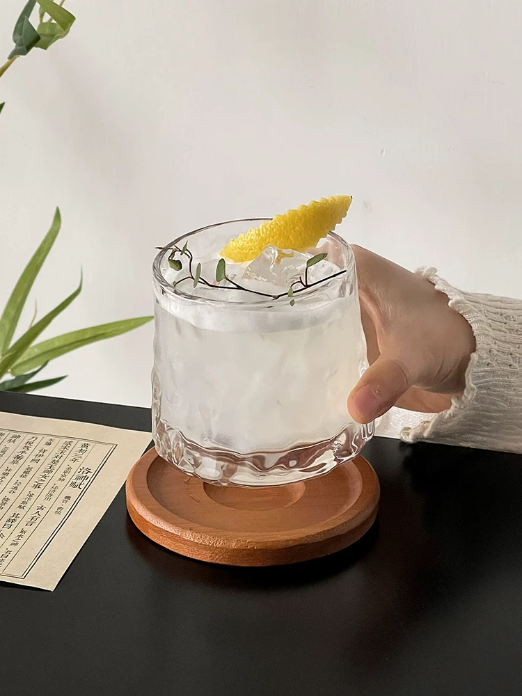 Ly thủy tinh sáng tạo độc đáo kèm đế lót, cốc cao cấp, cốc xoay, ly rượu whisky, cốc quay, cốc cà phê.