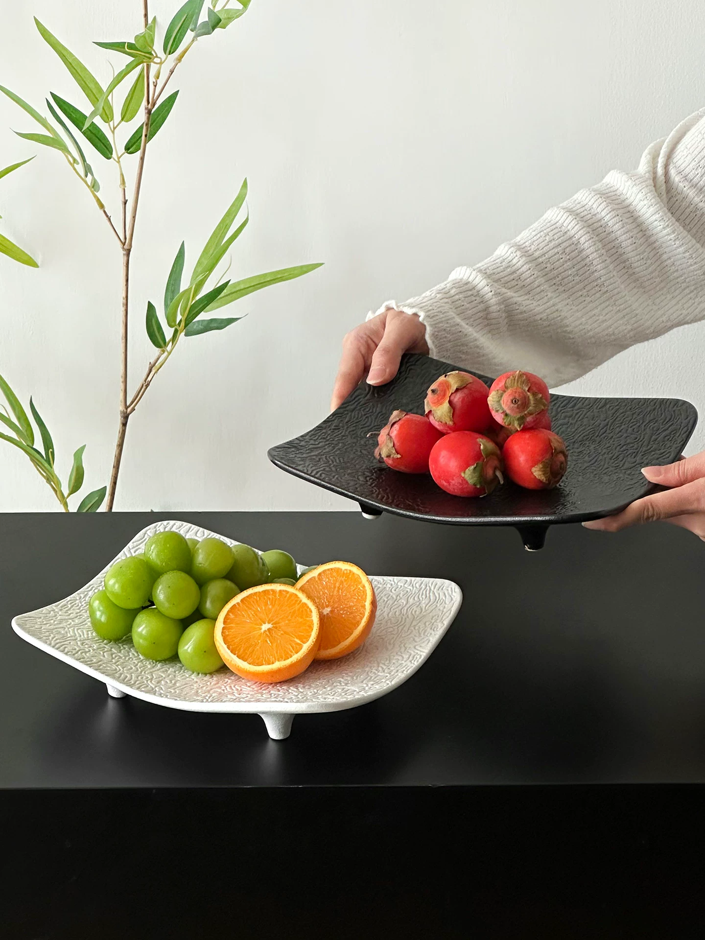 Đĩa trái cây tinh tế kiểu Trung Quốc, đĩa gốm hình chữ nhật, đĩa trái cây để bàn cà phê cao cấp, đĩa đựng đồ ăn nhẹ, đĩa đựng kẹo, đĩa trưng bày.