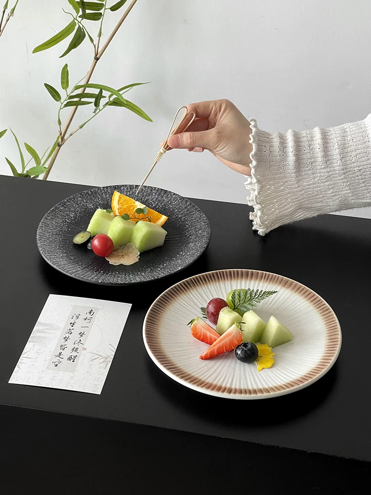 Đĩa gốm sứ phong cách cổ điển Trung Quốc, đĩa trái cây trà chiều tinh tế, đĩa tráng miệng, đĩa ăn nhẹ trà cao cấp, đĩa sáng tạo, đĩa phẳng.