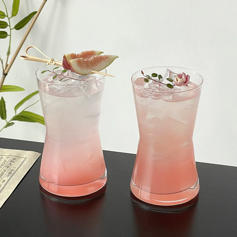 Cốc thủy tinh trong suốt kiểu Trung Quốc có đường viền hình phễu, cốc hơi thon gọn ở phần eo, dùng cho trà và rượu, cốc pha chế lạnh, cốc đựng đồ uống, cốc đựng nước trái cây, cốc đựng nước có ga.