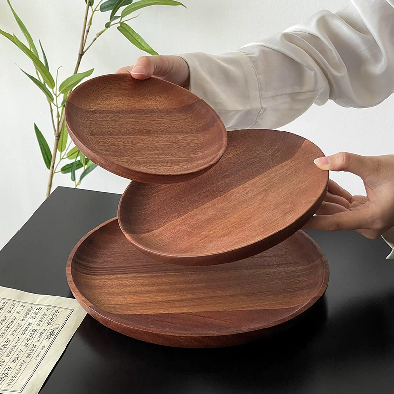 Đĩa đựng tráng miệng bằng gỗ nguyên khối kiểu cổ điển, đĩa đựng trà bánh, đĩa đựng bánh ngọt, đĩa đựng đồ ăn nhẹ, đĩa đựng hạt trái cây khô, khay.