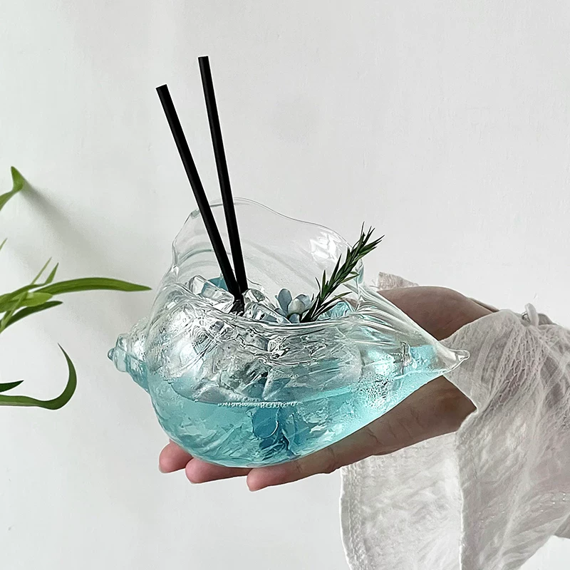 Ly hình vỏ sò thiết kế độc đáo, ly cocktail sáng tạo và cá nhân hóa, ly vỏ sò thẩm mỹ cao, ly rượu vang hơi say, ly thủy tinh.