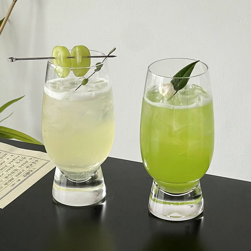 Cốc thủy tinh trong suốt sáng tạo và phong cách, ly cocktail cao đáy dày, ly cocktail đặc biệt, cốc uống nước lạnh, cốc đựng đồ uống.