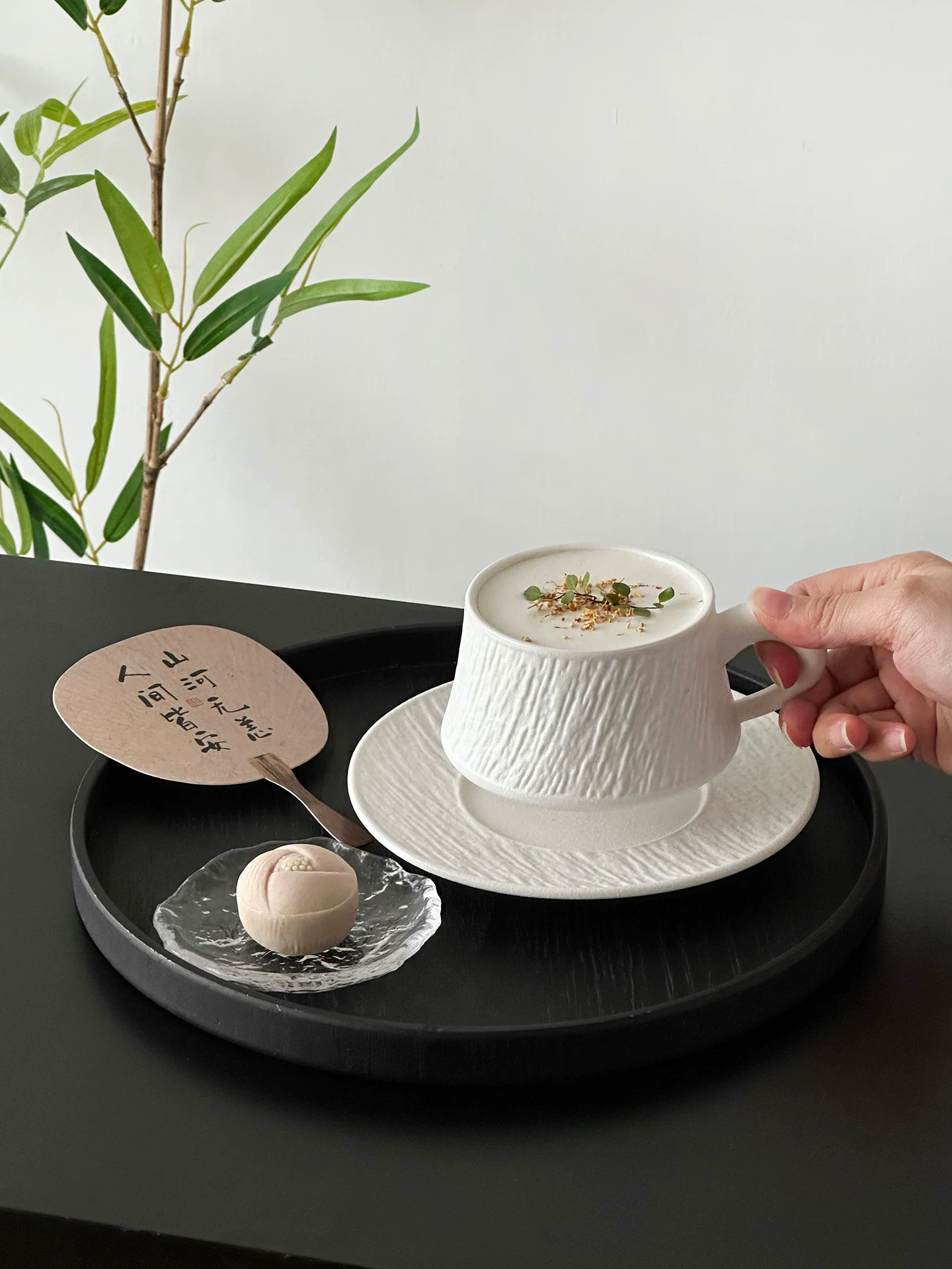 Cốc sứ họa tiết đá màu trơn, bộ cốc và đĩa uống cà phê cao cấp, cốc độc đáo, cốc nghệ thuật latte, cốc uống nước.