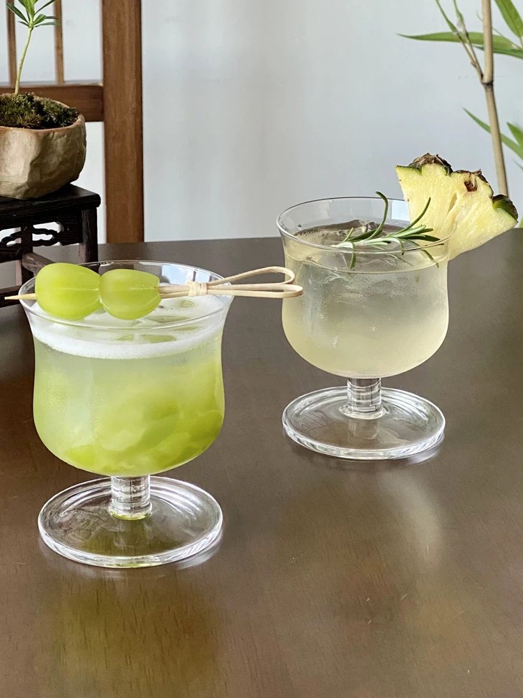 Ly thủy tinh retro độc đáo, ly ngắn phong cách Instagram, ly cà phê Americano đá, ly latte, ly nước ép đặc biệt.