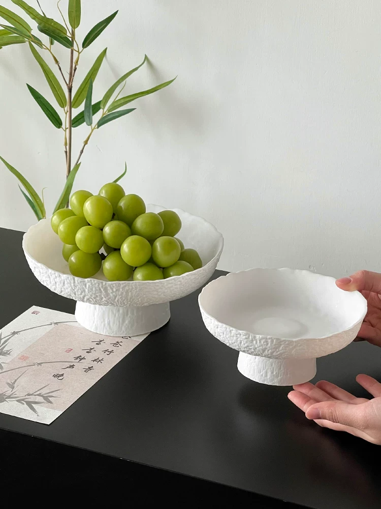 Khay đựng đồ ăn nhẹ có chân cao màu trắng, khay đựng đồ tráng miệng bằng kính cao cấp, khay đựng trái cây, khay đựng kẹo, khay đựng trái cây kiểu Trung Quốc.