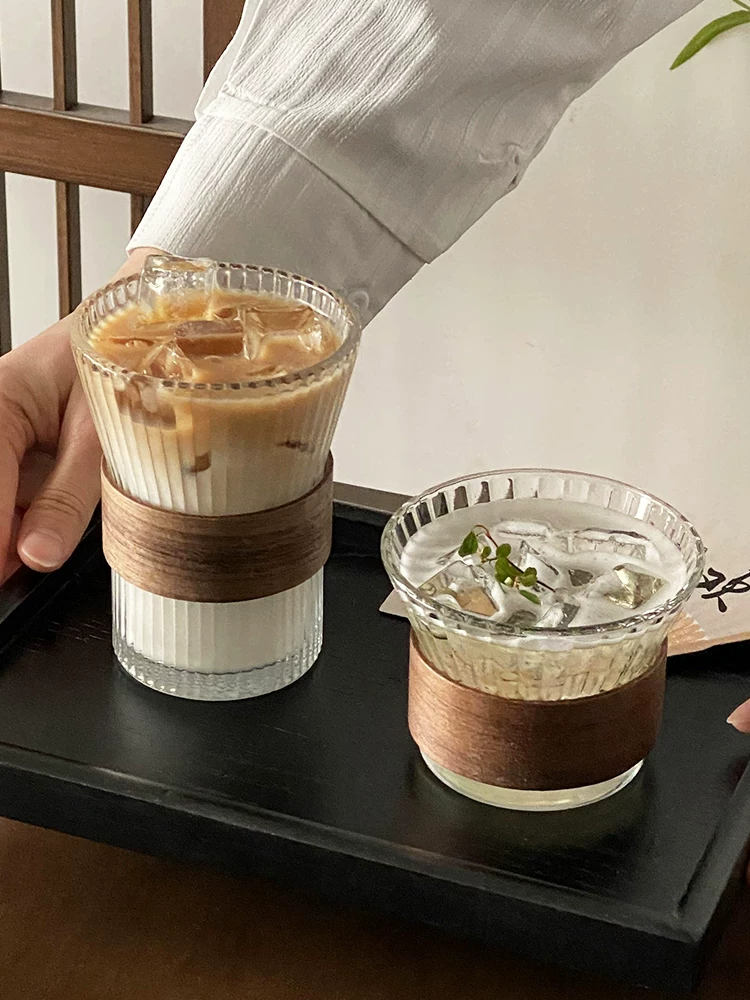 Cốc thủy tinh chống bỏng kiểu Trung Quốc dùng trong gia đình, cốc trà tinh tế cho khách, cốc nước, cốc cà phê treo tai, cốc Americano đá.