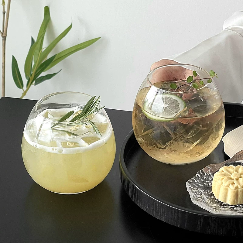 Ly thủy tinh tròn sáng tạo, ly sinh tố, ly cocktail sang trọng, ly cà phê cao cấp, ly uống nước, ly đựng đồ uống