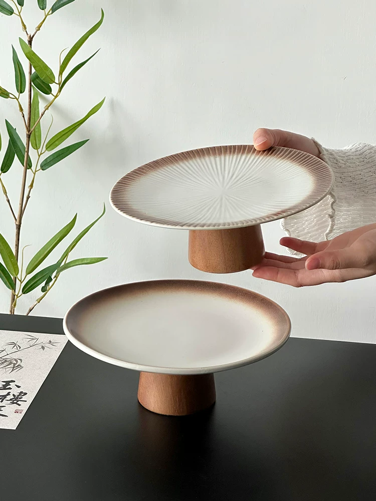 Đĩa sứ cổ điển tinh xảo, đĩa đựng trà bánh chân cao, đĩa tráng miệng kiểu Trung Quốc, đĩa trái cây để bàn cà phê, đĩa tráng miệng, đĩa trái cây cao cấp.