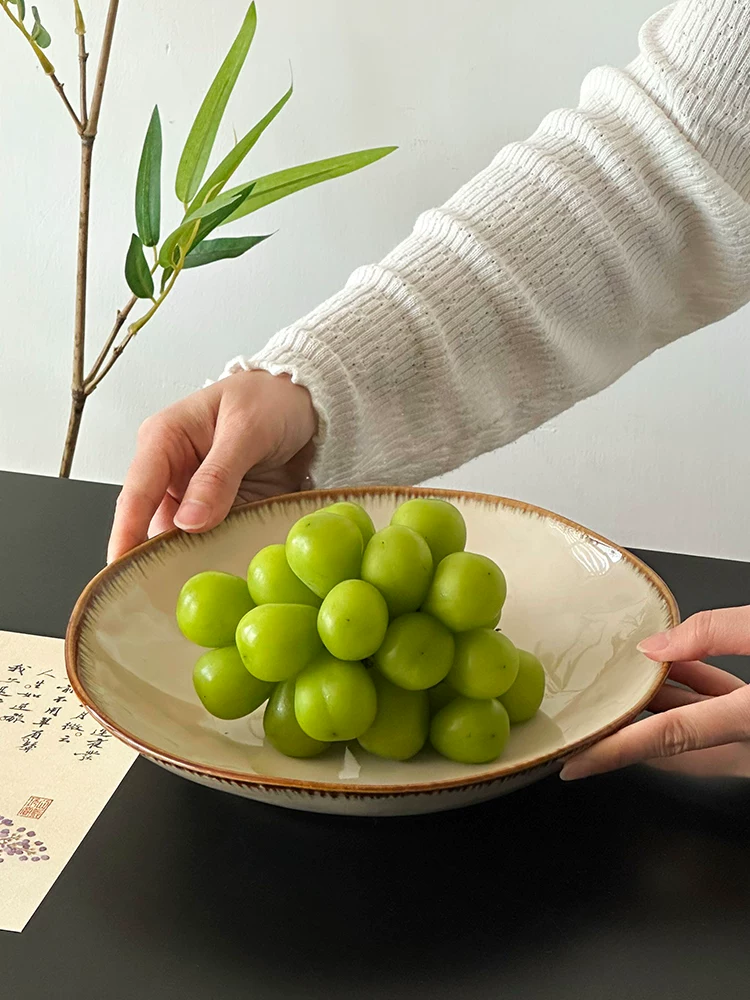 Đĩa trái cây gốm sứ kiểu Trung Quốc, đĩa đựng đồ ăn nhẹ, đĩa đựng đồ ăn nhẹ cao cấp cho trà chiều, đĩa trưng bày đồ ăn nhẹ trên bàn cà phê, đĩa trái cây phong cách retro