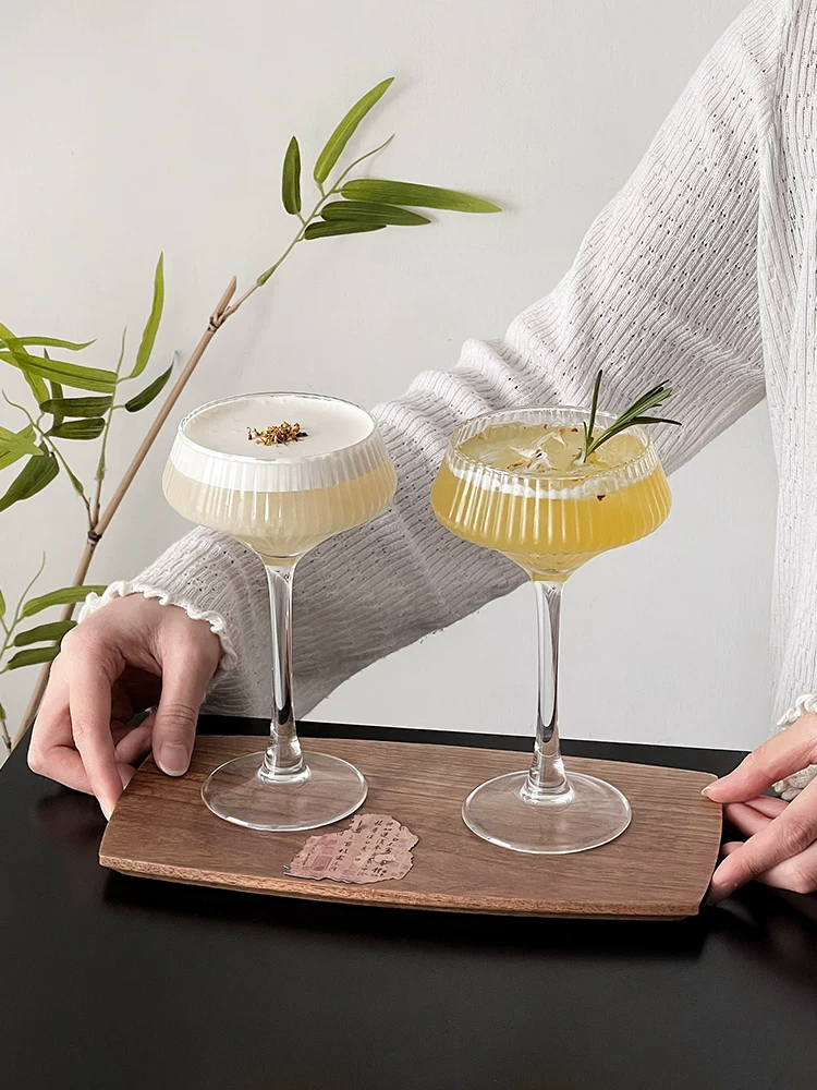 Ly thủy tinh sọc cổ điển, ly cocktail sang trọng, cốc thủy tinh thủ công, cốc trà và rượu nhẹ nhàng, cốc đựng rượu mùi.