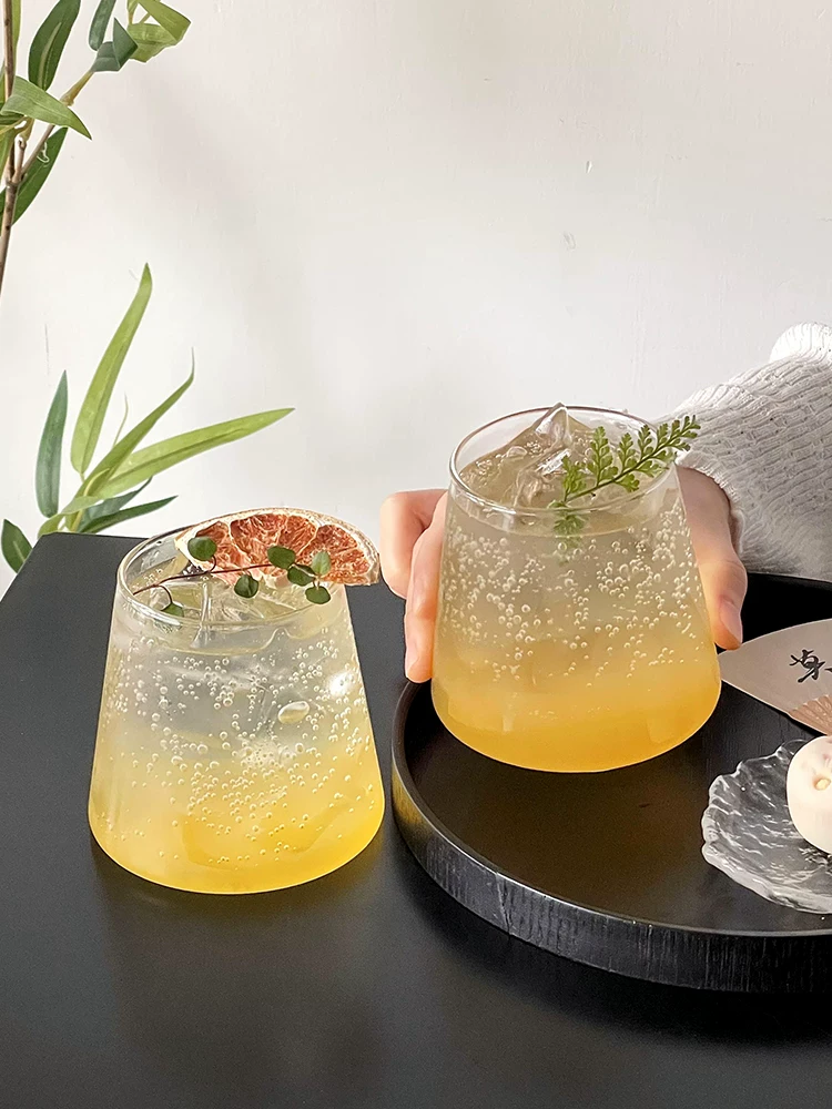 Cốc thủy tinh thẩm mỹ cao phong cách Nhật Bản kèm đế lót ly, cốc đáy phẳng, cốc cocktail, cốc cà phê, cốc đồ uống lạnh, cốc nước.