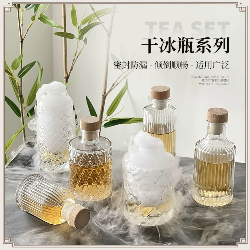 Lọ đá khô sáng tạo nhỏ dùng trang trí đĩa, chai thủy tinh nút gỗ, chai rượu vang, chai trà lạnh, chai có thể nạp lại, chai rỗng, cốc đựng đồ uống.