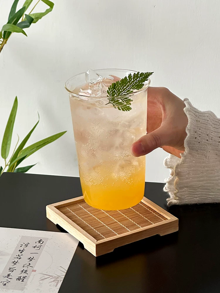 Cốc thủy tinh borosilicate cao cấp mỏng và chịu nhiệt, cốc trà trái cây dung tích lớn, cốc cà phê Americano đá đẹp mắt, cốc nước sáng tạo