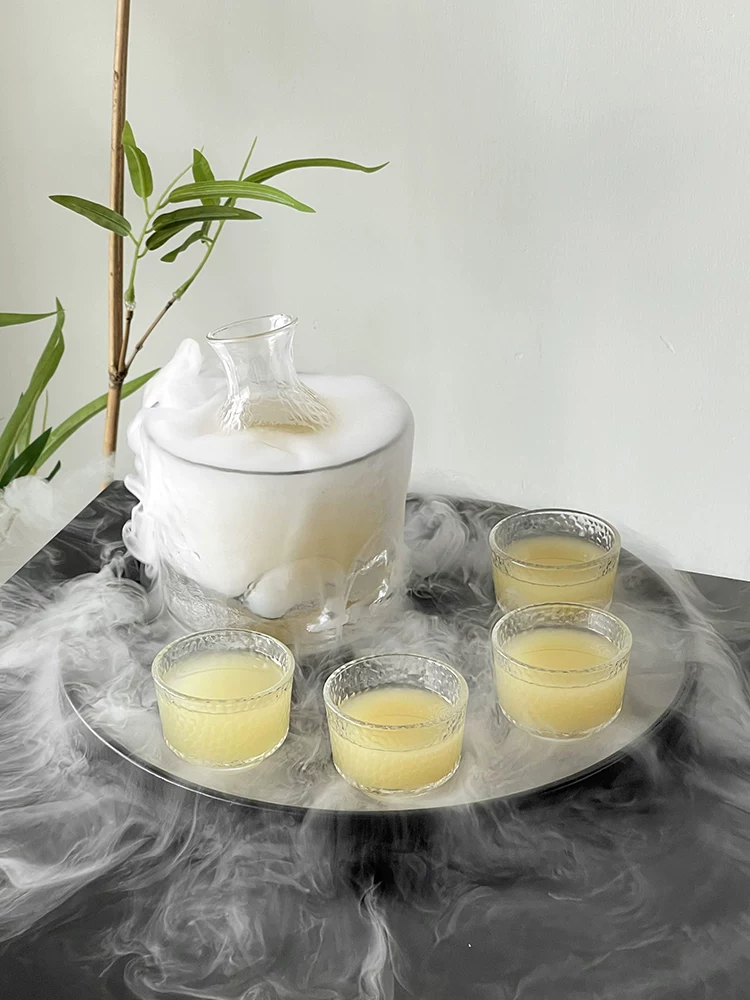 Bộ đồ uống trà kiểu Trung Quốc mới, ly rượu, khay, bình rượu sake họa tiết chạm nổi, bộ chén rượu sake, rượu gạo hơi say, ly rượu vang trắng.