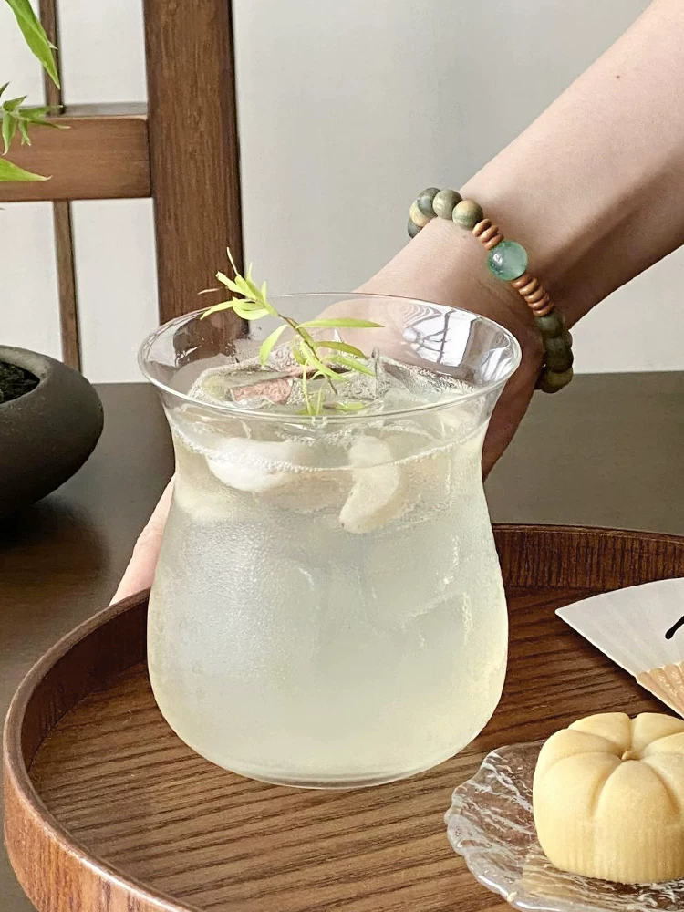 Cốc thủy tinh lớn kiểu Trung Quốc mới, cốc trà truyền thống Trung Quốc, giá trị thẩm mỹ cao, cốc rượu sang trọng, cốc cà phê đơn giản, cốc đồ uống sáng tạo.