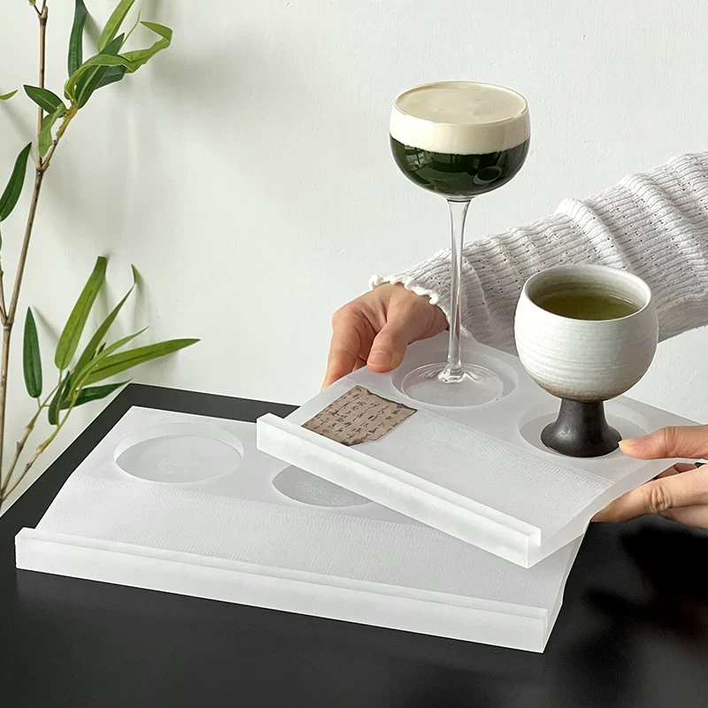 Khay trà thiết kế mây kiểu Trung Quốc, đĩa trưng bày, tách trà, đĩa cà phê, bộ tách và đĩa sáng tạo