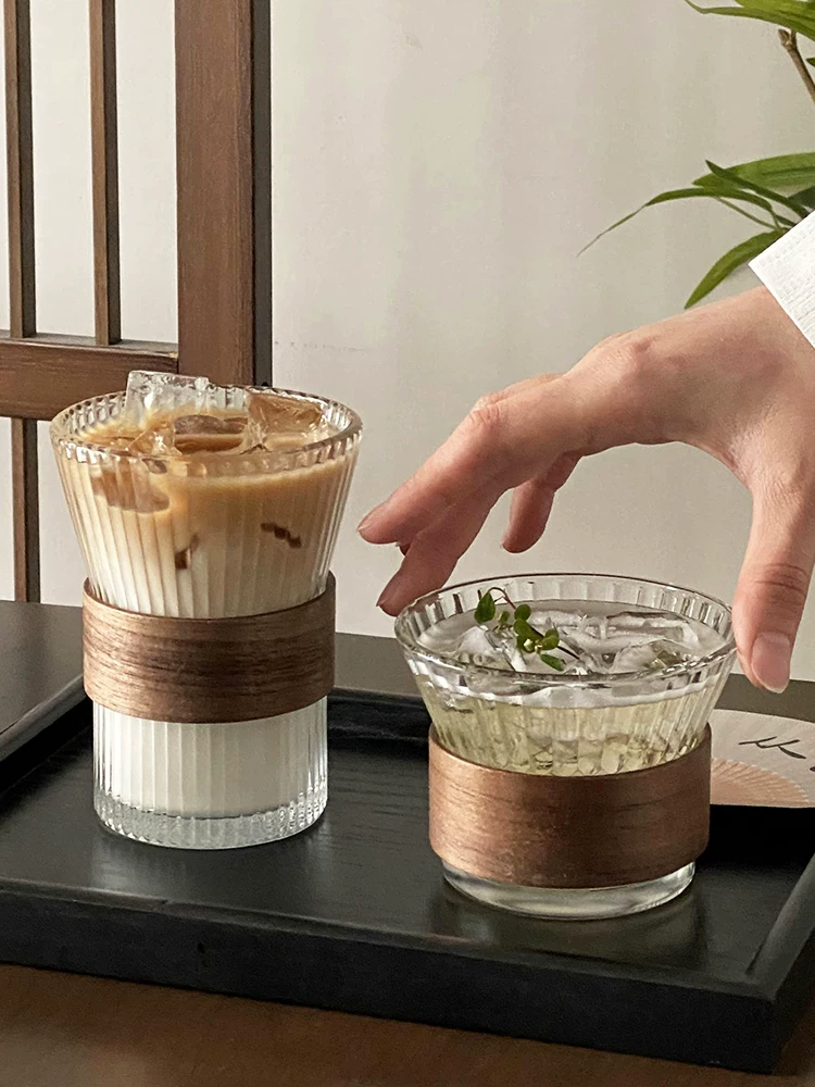 Cốc thủy tinh chống bỏng kiểu Trung Quốc dùng trong gia đình, cốc trà tinh tế cho khách, cốc nước, cốc cà phê treo tai, cốc Americano đá.