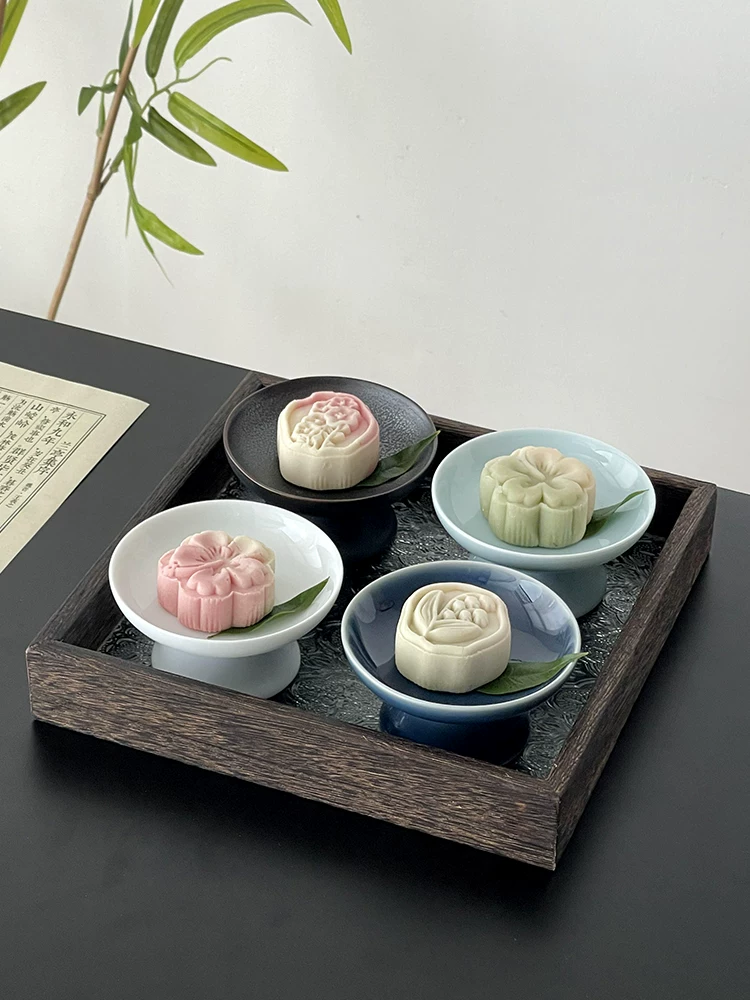 Đĩa đựng đồ ăn nhẹ kiểu Trung Quốc, đĩa sứ đựng tráng miệng, đĩa trái cây chân cao, bộ khay, đĩa nhỏ, đĩa đựng trái cây sấy khô tinh tế.