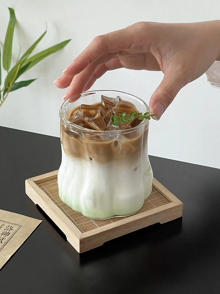 Cốc cà phê sáng tạo cá nhân hóa, cốc latte dừa cổ điển, cốc hình khúc gỗ, cốc nước cao cấp, cốc thủy tinh, cốc uống nước