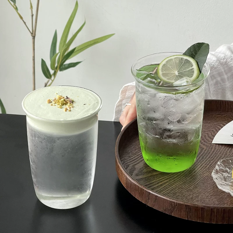Ly thủy tinh trong suốt chịu nhiệt dùng cho cà phê latte đá, ly đựng đồ uống, ly trà, ly nước ép, ly nước đơn giản cho quán trà.