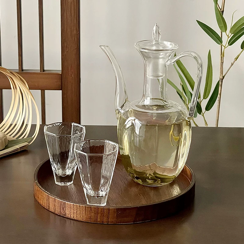 Ấm trà thủy tinh kiểu Trung Quốc mới, mô phỏng ấm trà của hoàng phi thời nhà Tống, ấm trà dùng cho trà xanh, cốc chịu nhiệt, bộ ấm đun nước.