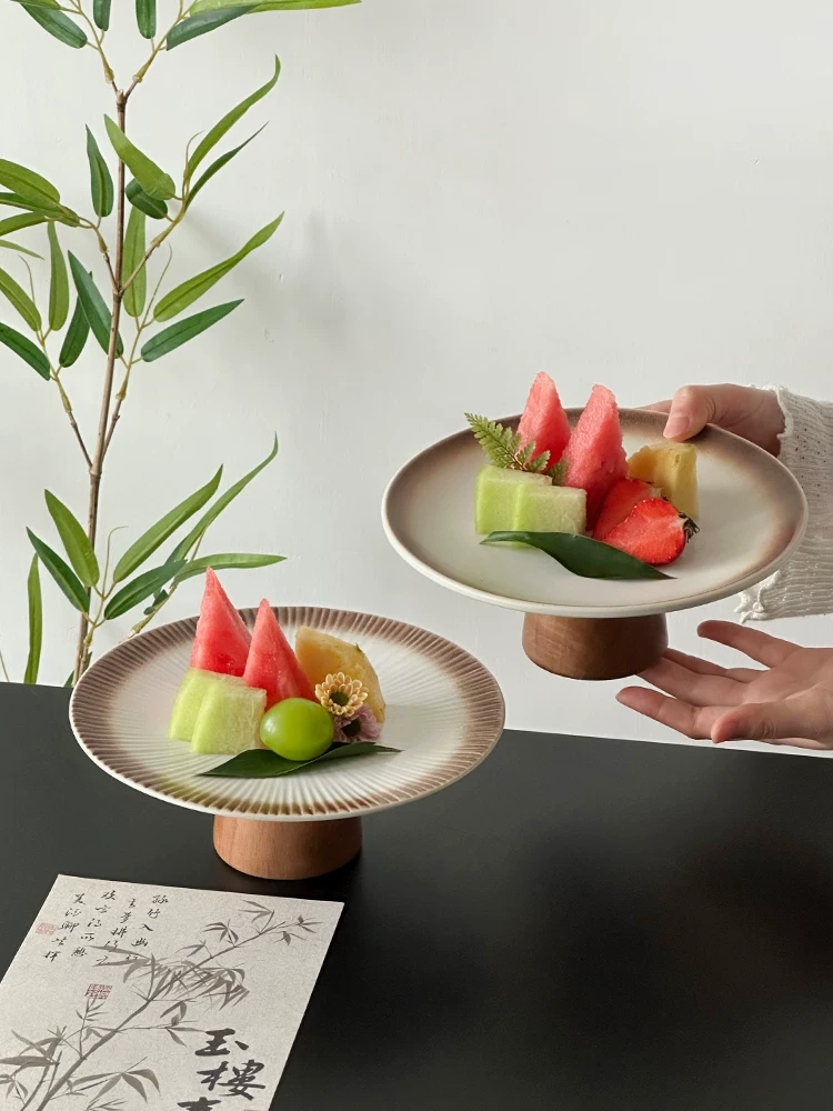 Đĩa sứ cổ điển tinh xảo, đĩa đựng trà bánh chân cao, đĩa tráng miệng kiểu Trung Quốc, đĩa trái cây để bàn cà phê, đĩa tráng miệng, đĩa trái cây cao cấp.