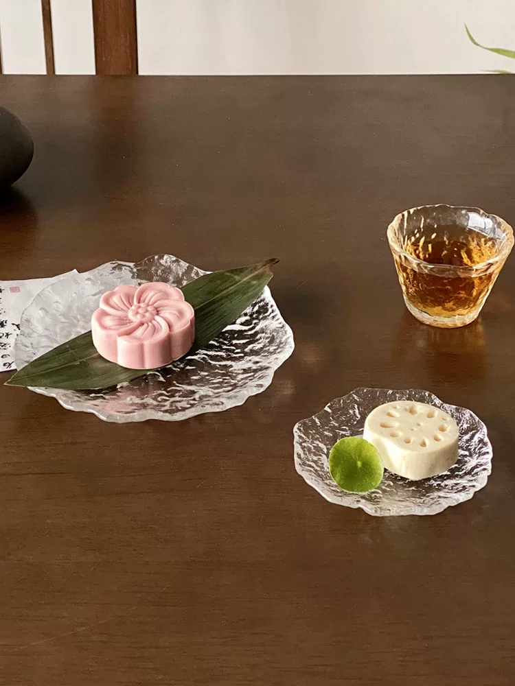 Khay trà thủy tinh hình sông băng không đều, đĩa tráng miệng trà chiều, đĩa ăn nhẹ, đĩa ăn nhẹ trong lễ trà, đĩa đựng trái cây.