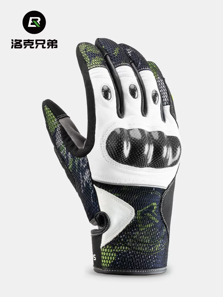 Găng tay đi xe máy Rock Brothers Găng tay đi xe máy toàn ngón dành cho nam giới tất cả các mùa thoáng khí dài ngón tay chống rơi thiết bị dành cho người lái xe máy
