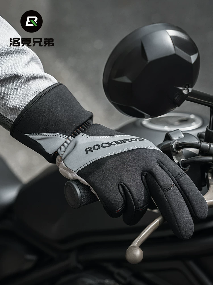 Găng tay đi xe đạp Rock Brothers, ấm áp và dày dặn, dành cho xe đạp đường trường, xe đạp leo núi và xe máy, ngón tay dài, chống gió, unisex, mùa đông.