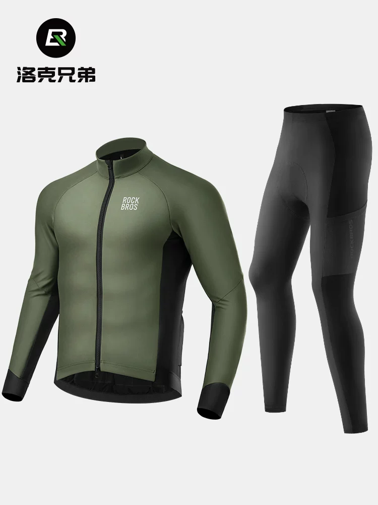 Rock Brothers Bộ Quần Áo Đạp Xe Nam Lông Cừu Ấm Áp Dài Tay Quần Dài Ngoài Trời Đạp Xe Thể Thao Mùa Đông