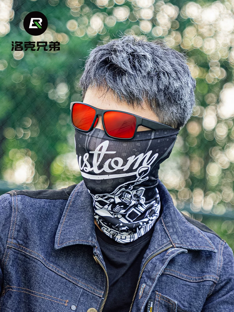 Mặt nạ chống nắng bằng lụa đá Rock Brothers Mũ đội đầu mùa hè bảo vệ toàn diện cho nam và nữ đi xe máy Khăn trùm đầu chống gió Khăn quàng cổ