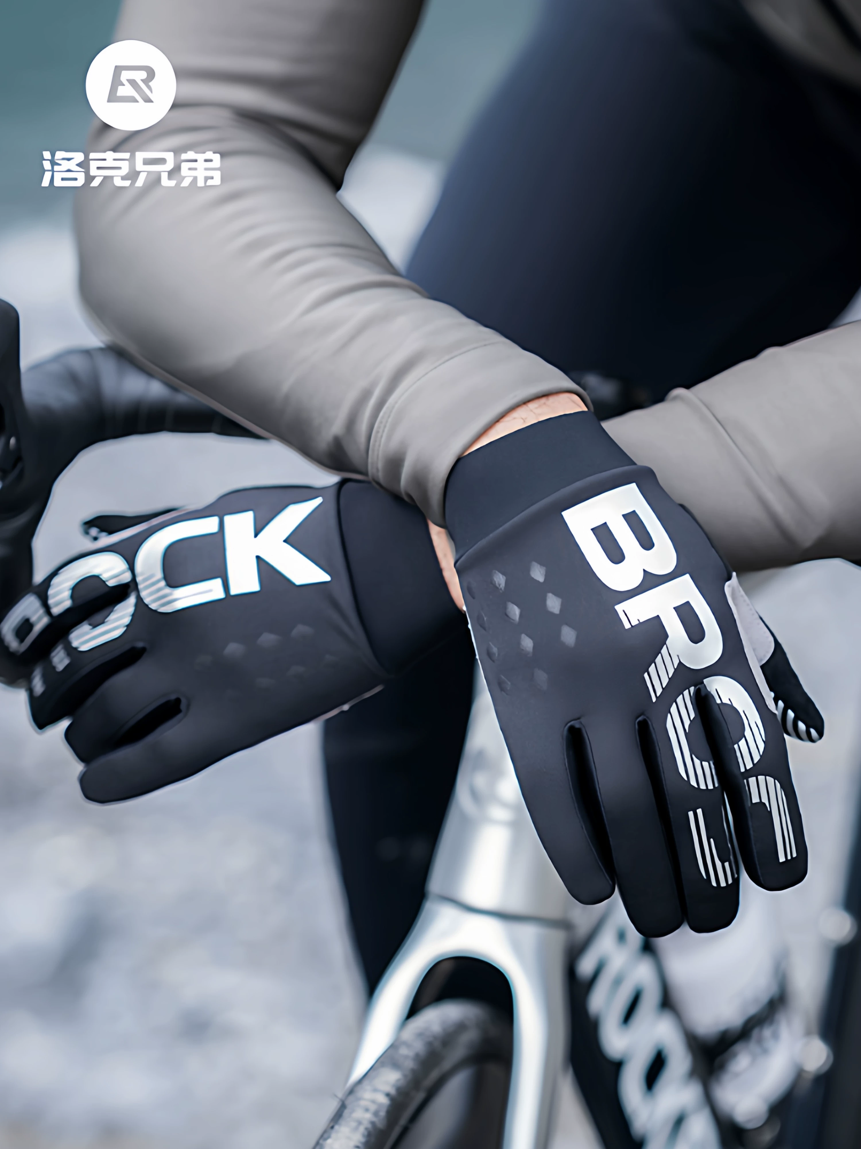 Găng tay đi xe đạp Rock Brothers đầy đủ ngón tay xe máy xe đạp đường trường găng tay màn hình cảm ứng dài ngón tay unisex xuân thu đông