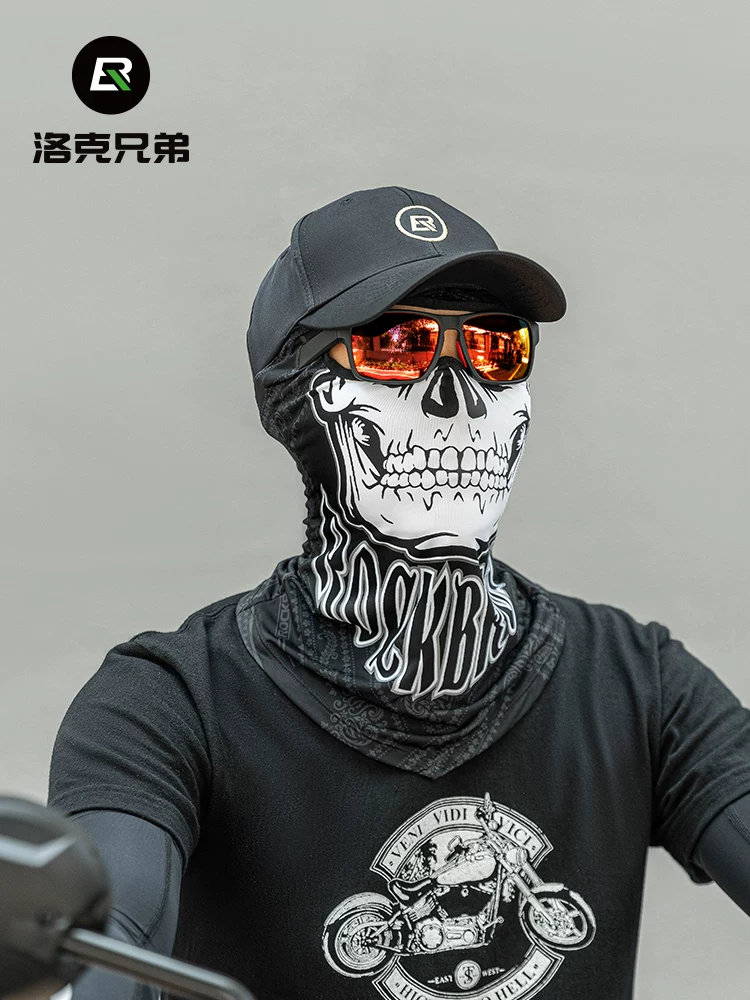 Mũ và khẩu trang chống nắng bằng lụa đá Rock Brothers dành cho mùa hè, bảo vệ toàn diện khuôn mặt cho nam và nữ, khăn che cổ chống gió, mũ đội đầu khi đi xe máy