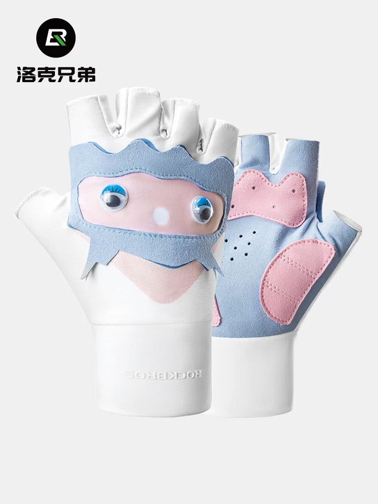 Găng tay nửa ngón dành cho trẻ em Rock Brothers có bảo vệ cổ tay, nhẹ và thoáng khí, thích hợp để đi xe đạp, dụng cụ thể thao thoải mái cho bé trai và bé gái.